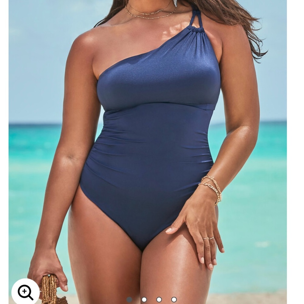 Swimsuits for all navy blue one shoulder bathing suit